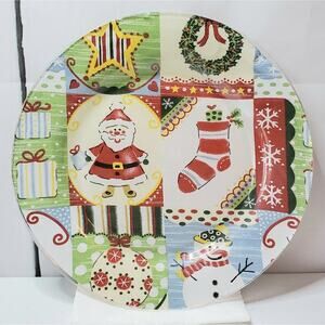 Christmas Holiday Theme Glass Serving Plate